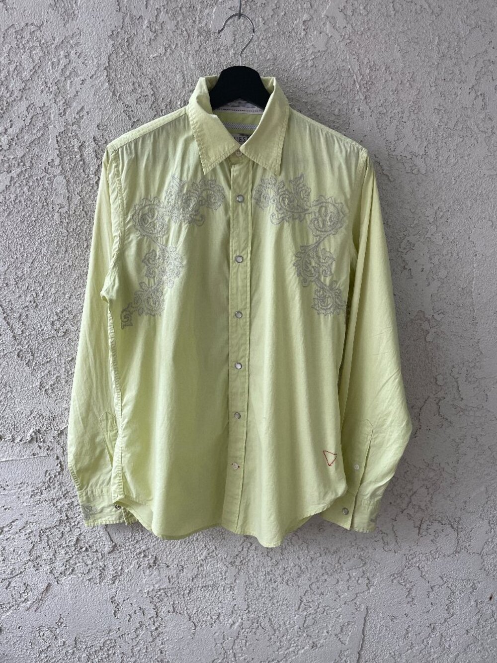 Vintage Guess Shirt Mens Small Light Green Embroidered Button Down Cotton Casual
